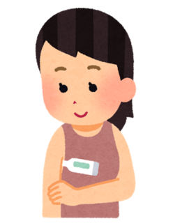 ノースリーブで体温計を腋に挟む女性.png